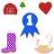 CookieCutter.com 6 Piece Horse Essentials Cookie Cutter Set Prize Ribbon, Rainboot, Barn, Rocking Horse, Heart, Mini Shamrock, Metal Shapes Made in USA, Silver